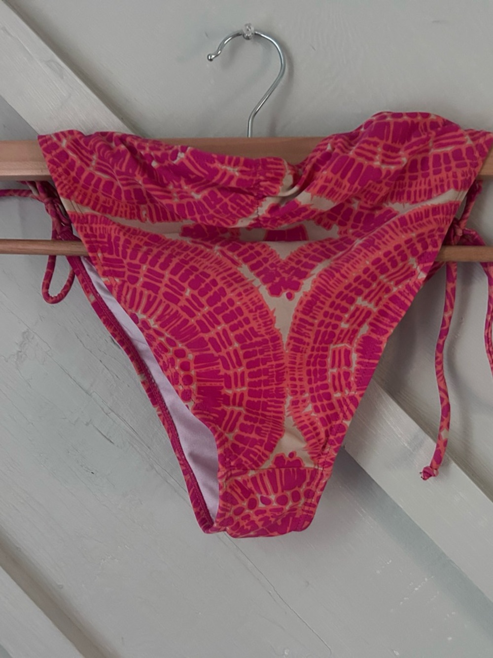 Pink Patterned Tie-Side Bikini Bottoms